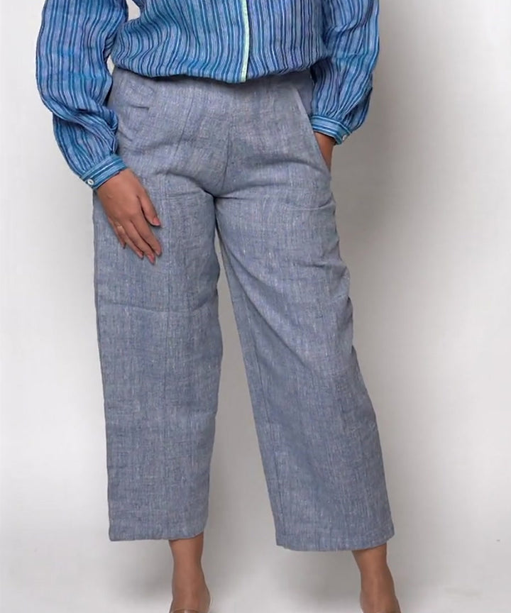 Blue handwoven linen trousers