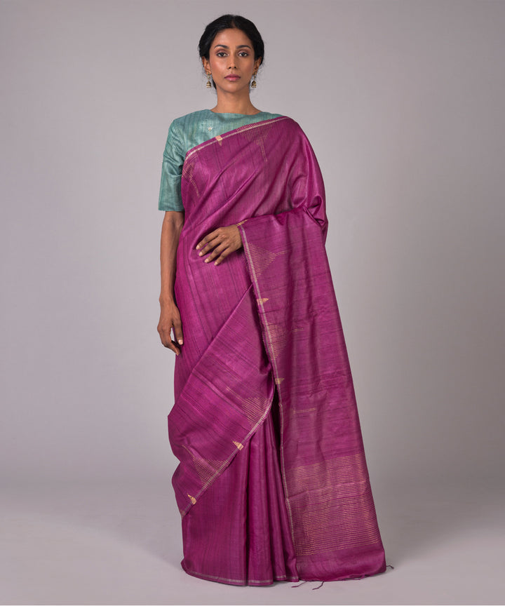 Majenta kosa handloom chhattisgarh silk saree