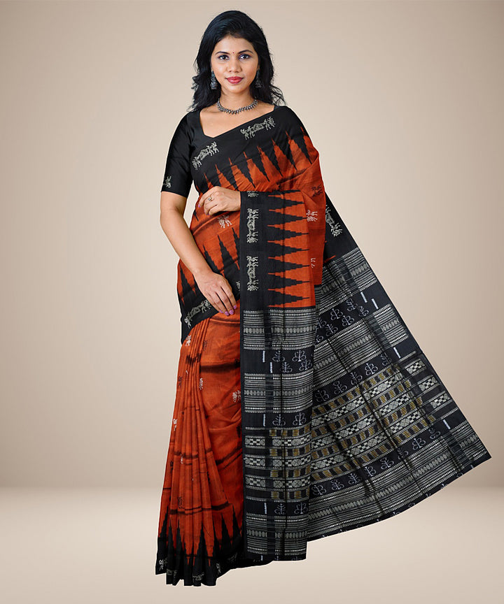 Amarnath red black silk handwoven bomkai saree