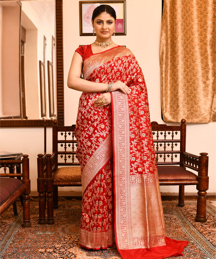 Red silk handloom banarasi saree