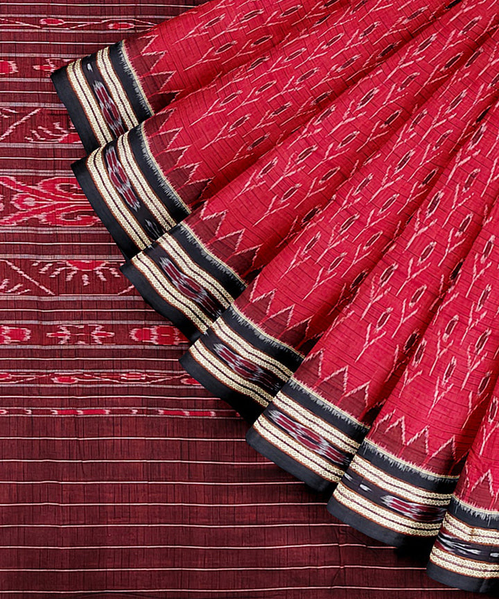 Red black cotton handloom nuapatna saree