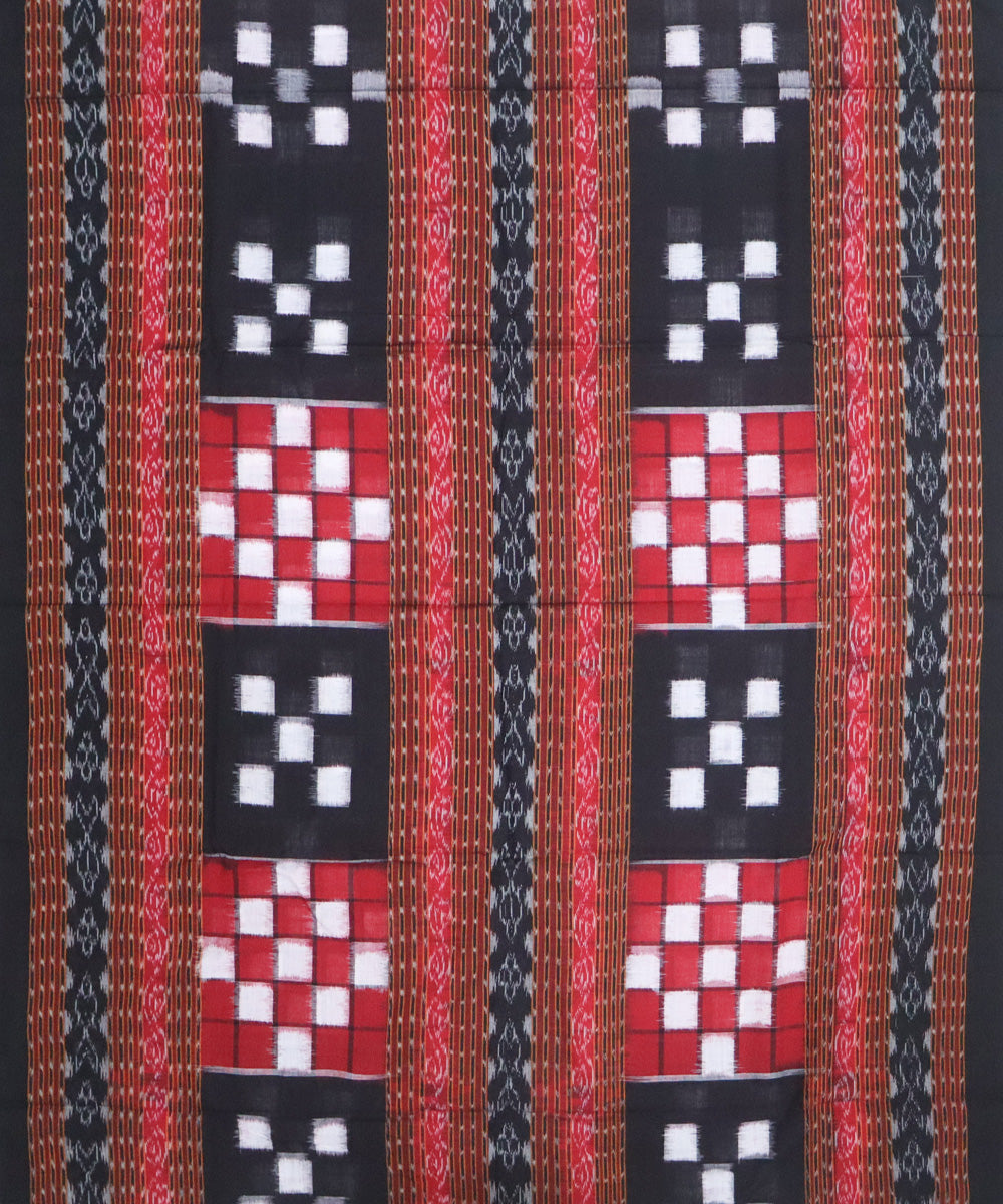 Red black handwoven cotton sambalpuri dress material