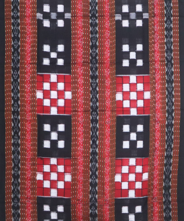 Red black handwoven cotton sambalpuri dress material