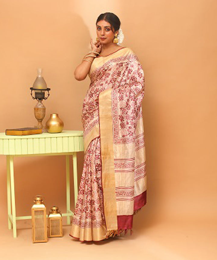 Pink chhattisgarh handloom tussar silk saree