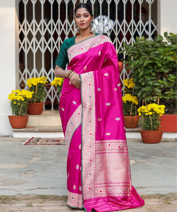 Magenta handloom banarasi silk saree