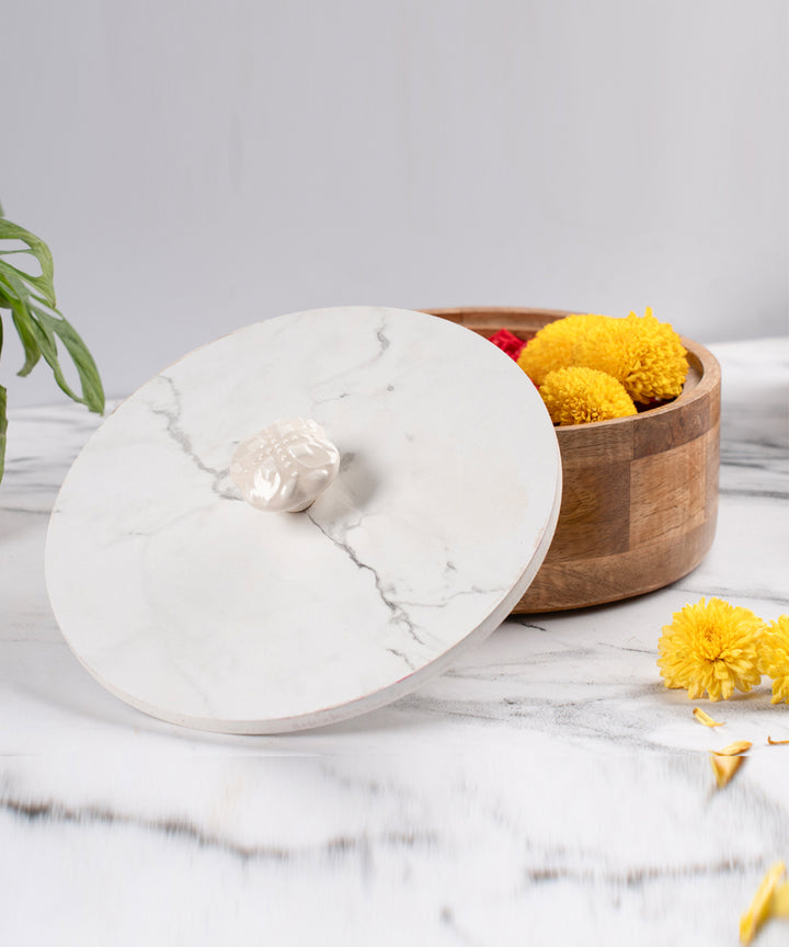 Wooden round box with sunmica lid