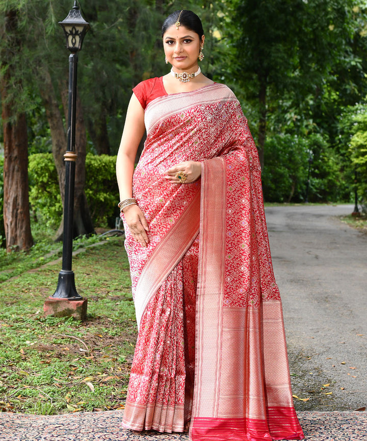 Pink handloom banarasi silk saree