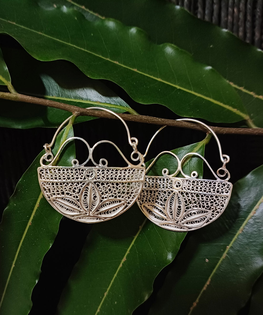 Silver filigree floral handcrafted silver earring