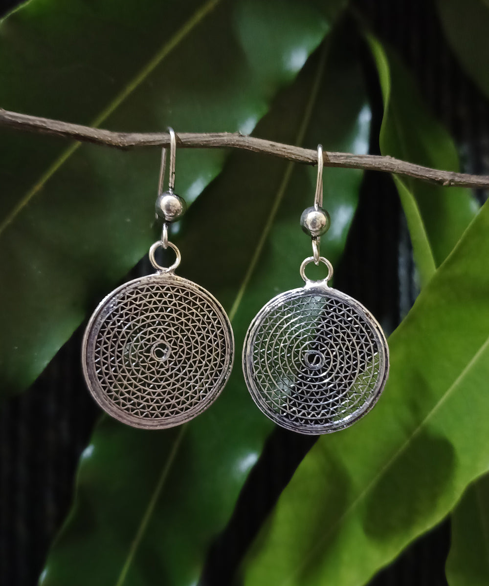 Silver oxidised filigree handcrafted pure silver earring