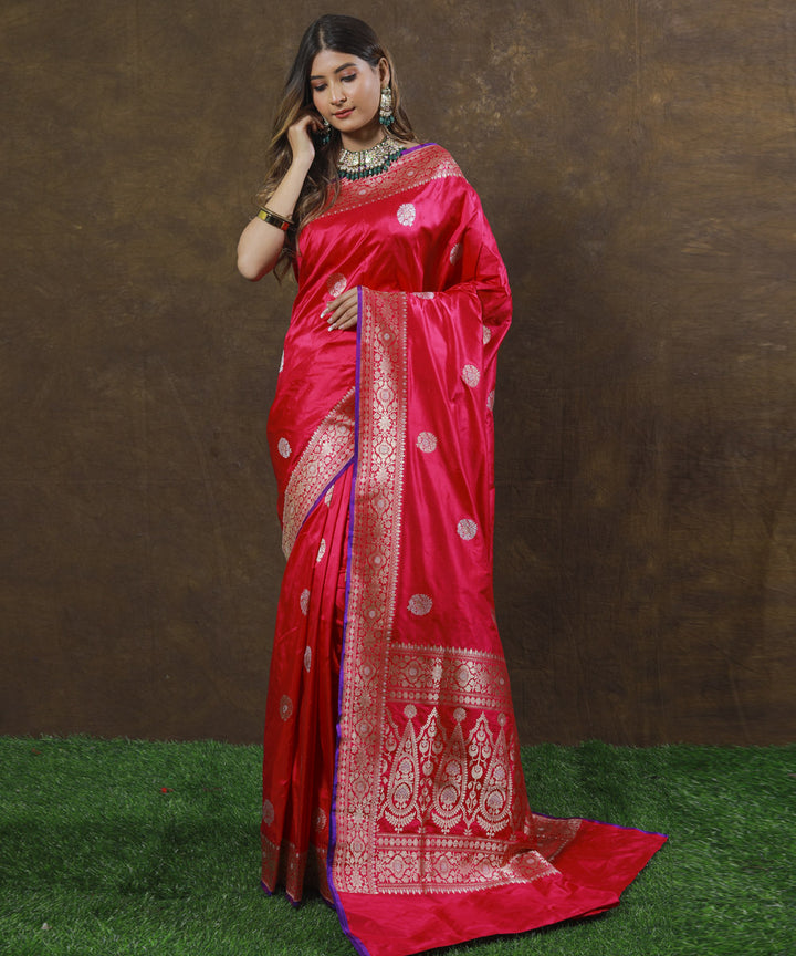 Red handwoven silk banarasi saree