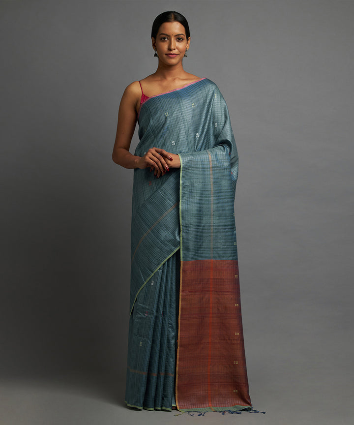 Sassy teal kosa handloom chhattisgarh silk saree