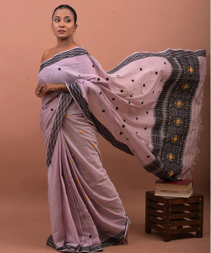 Pink multicolor handloom assam cotton saree