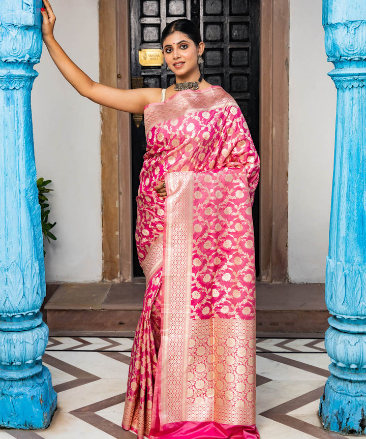 Pink handloom banarasi silk saree