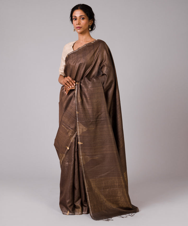 Coffee brown kosa handloom chhattisgarh silk saree