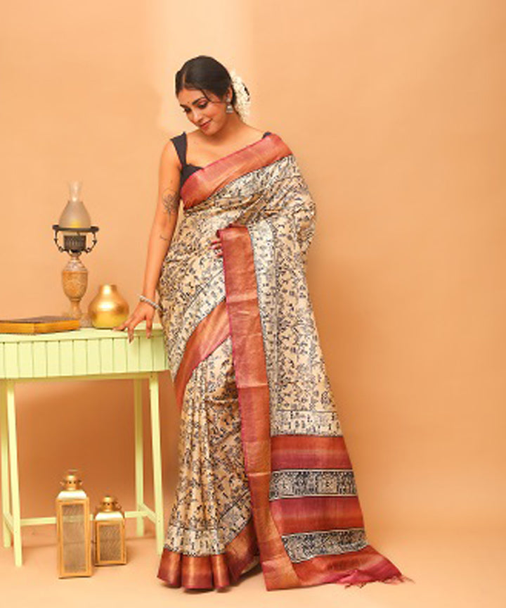 Kosa red chhattisgarh handloom tussar silk saree