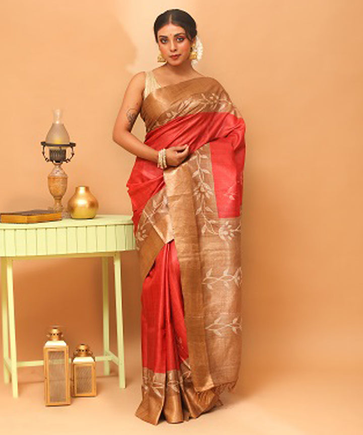Red kosa chhattisgarh handloom tussar silk saree