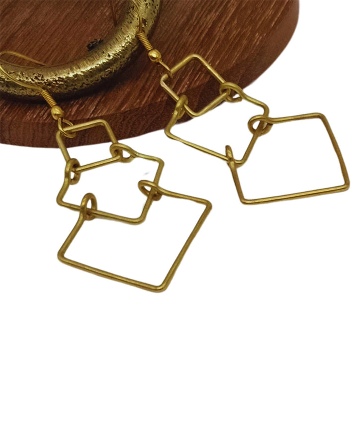 Golden handcrafted dhokra brass earring
