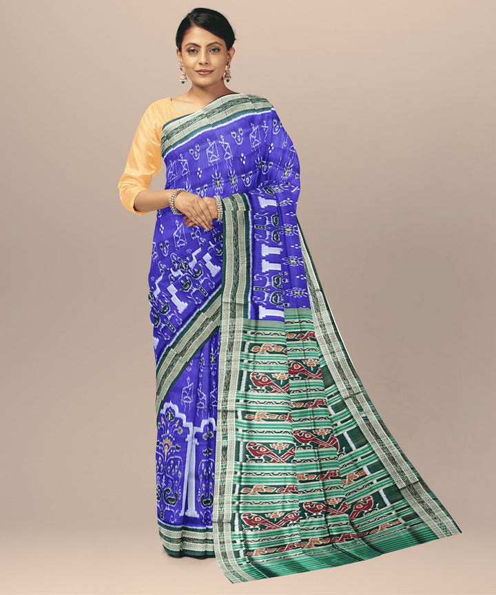 Ultramariane forest green silk handwoven khandua saree