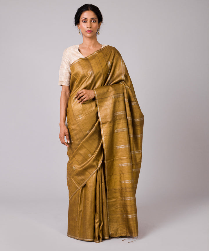 Yellow ochre kosa handloom chhattisgarh silk saree