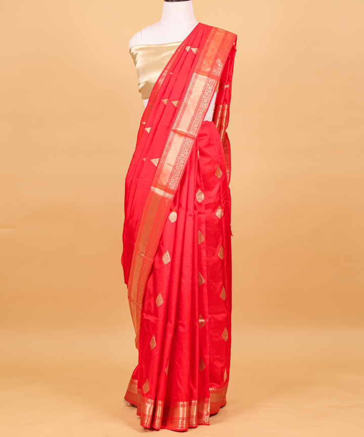 Red boota silk handwoven banarasi saree