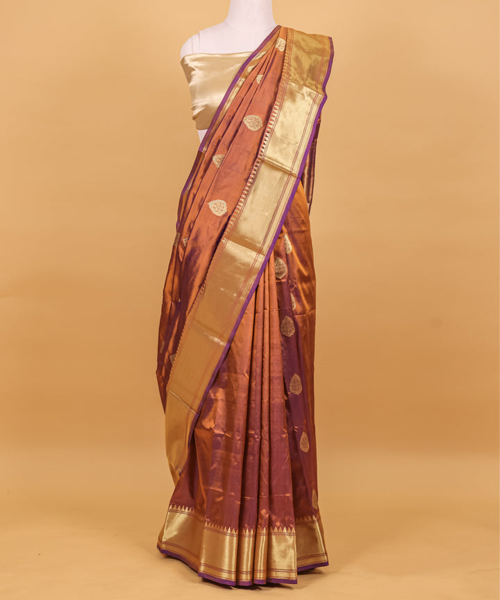 Purple boota handwoven banarasi silk saree