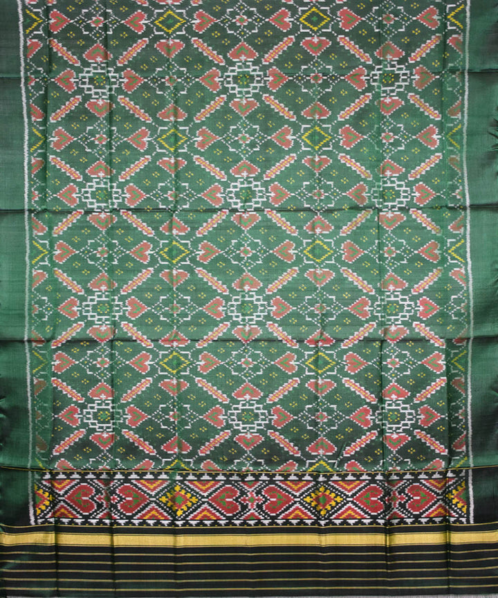 Cyan green red handwoven silk patola dupatta