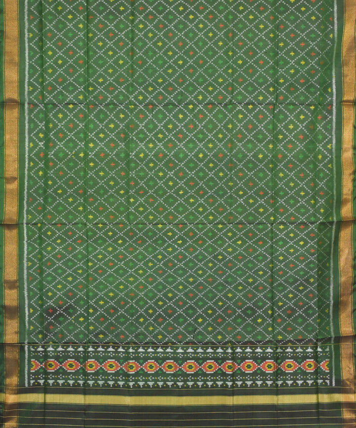 Dark green handwoven silk patola dupatta