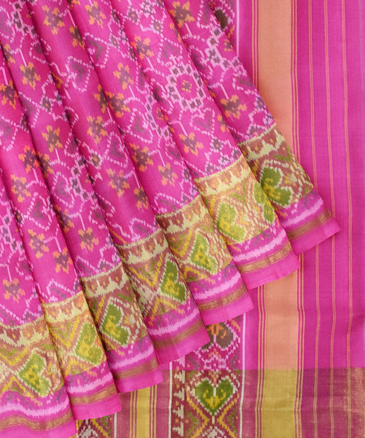 Pink patola handloom silk saree
