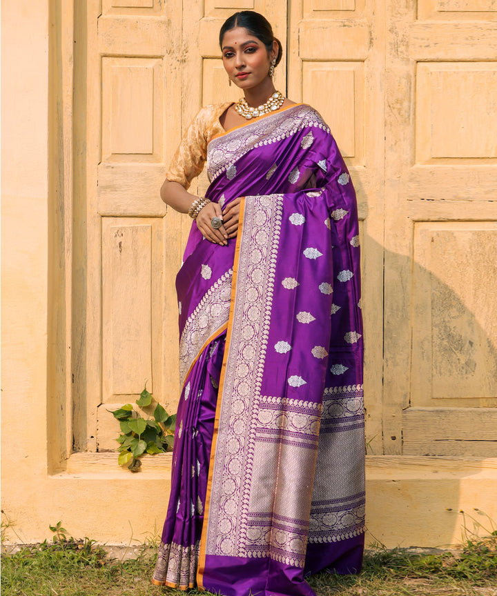 Purple handwoven banarasi silk saree