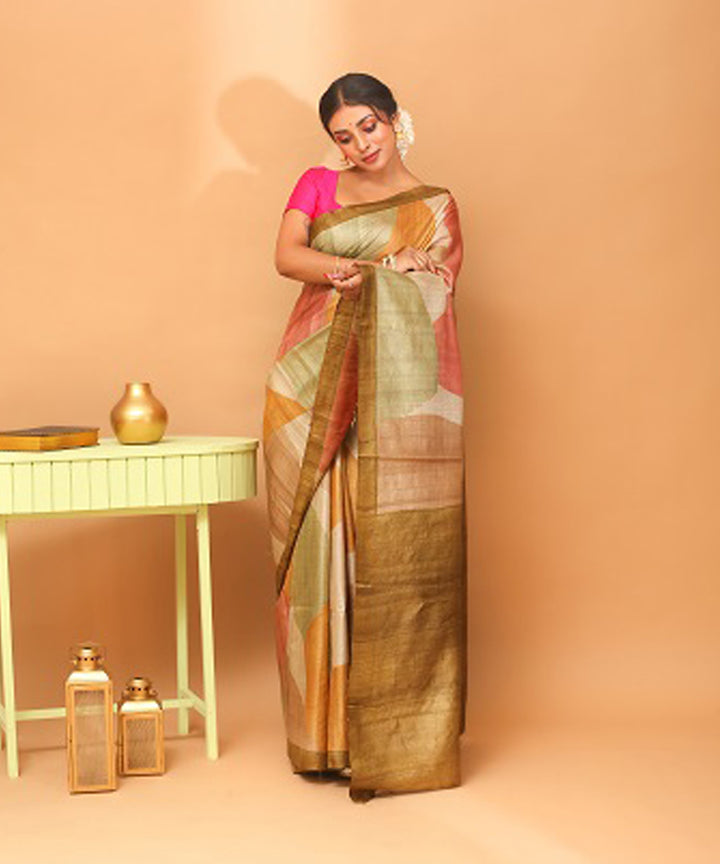 Multicolor chhattisgarh handloom tussar silk saree