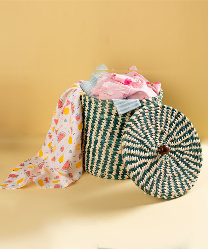 Sabai grass multi purpose basket with lid