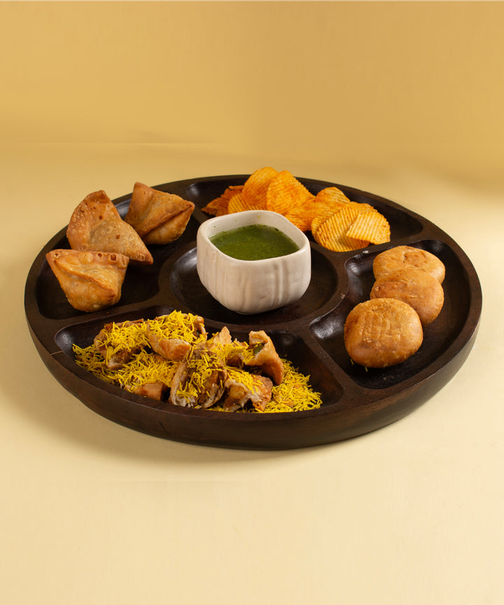 Wooden snack tray with sections