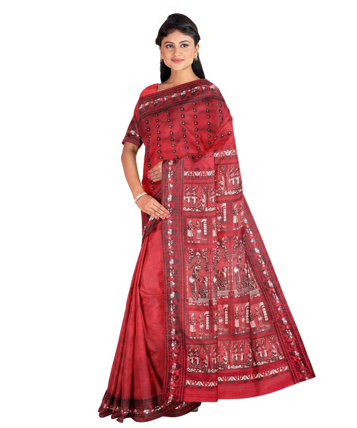 Maroon silk handwoven baluchari saree