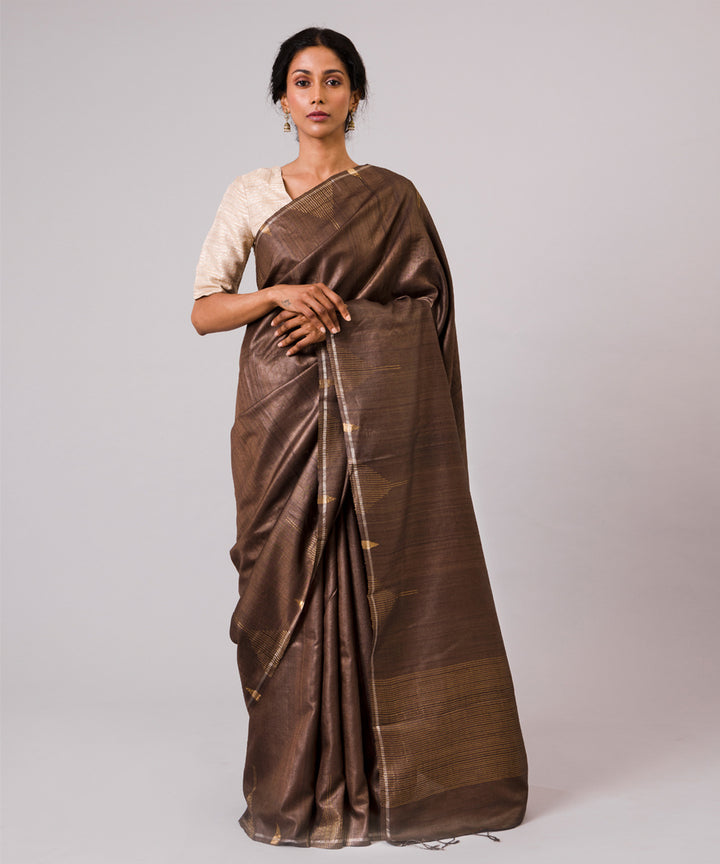 Coffee brown kosa handloom chhattisgarh silk saree