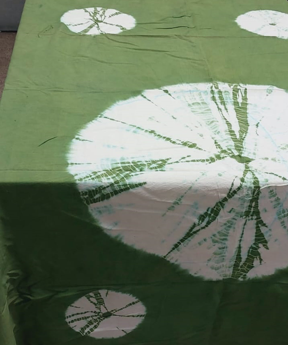 Green white hand crafted tie dye cotton table cloth