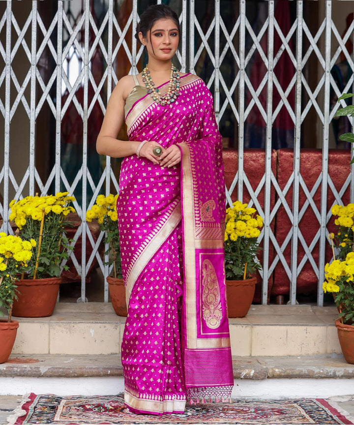Magenta booti silk handwoven banarasi saree
