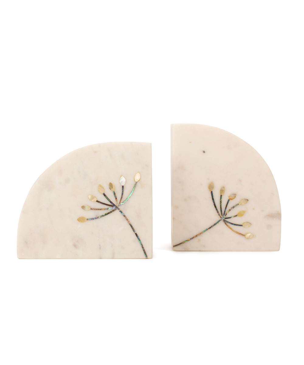 Marble bookends with mother of pearl inlay work