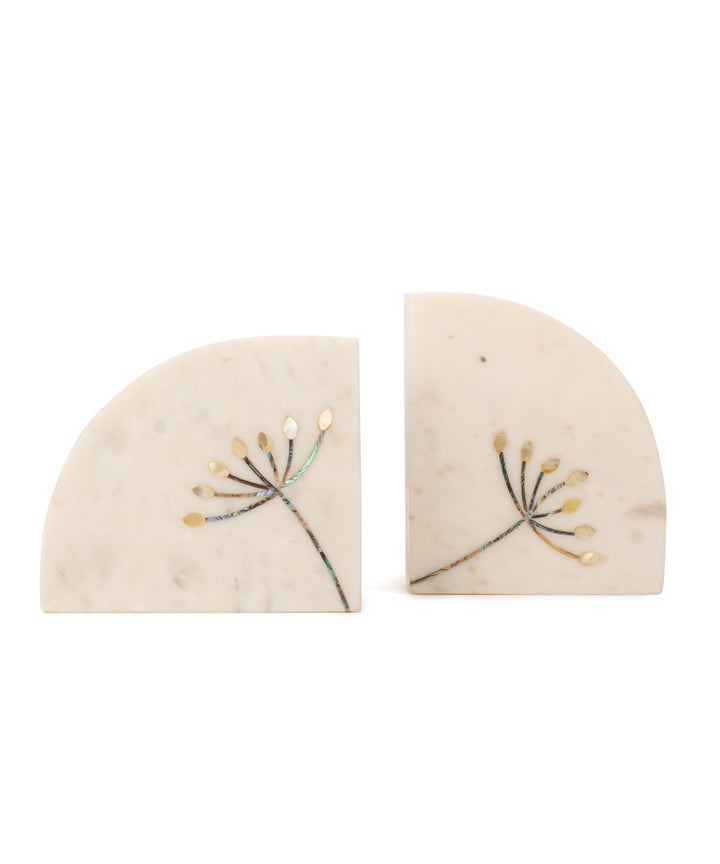 Marble bookends with mother of pearl inlay work
