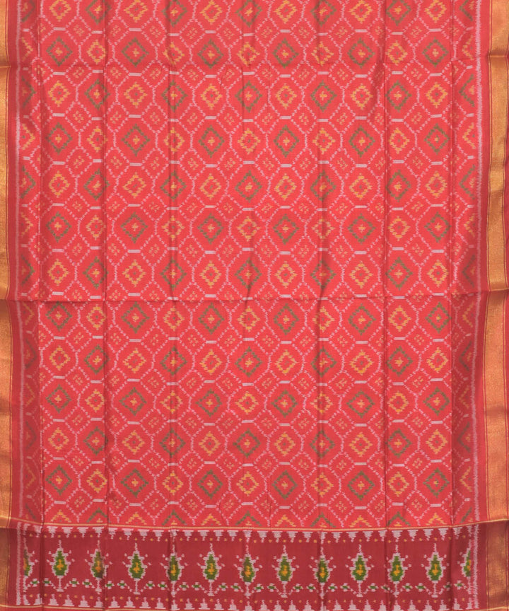 Red green silk patola handwoven dupatta