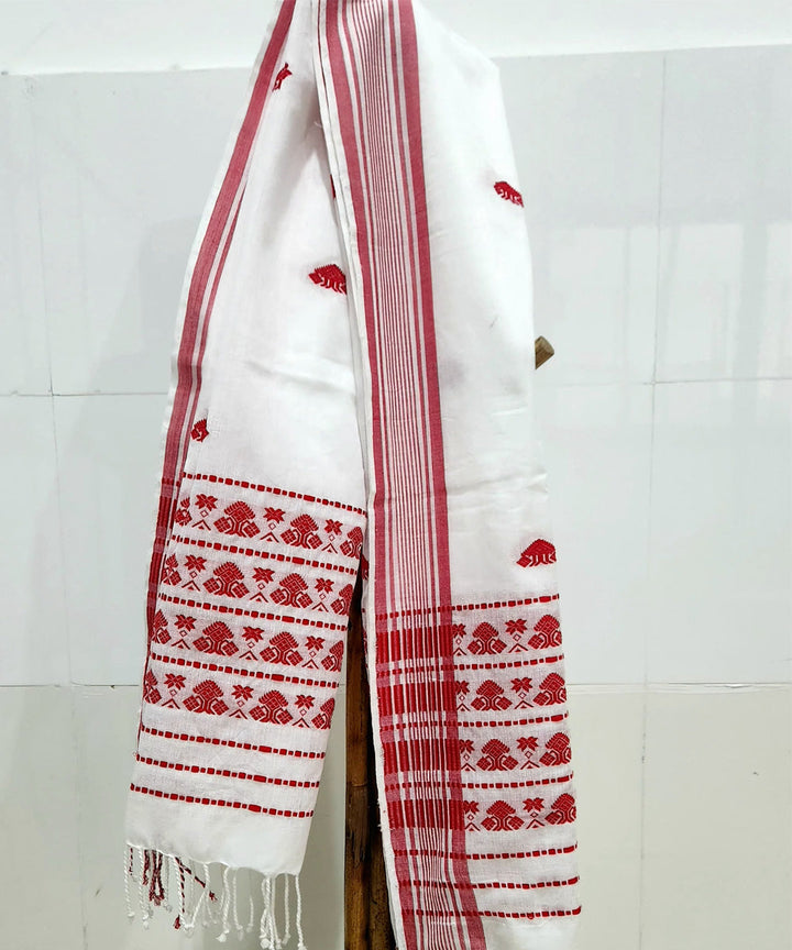 White red assam handloom cotton towel
