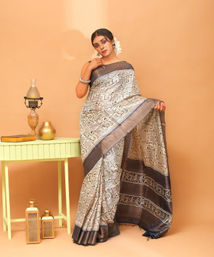 Kosa black chhattisgarh handloom tussar silk saree