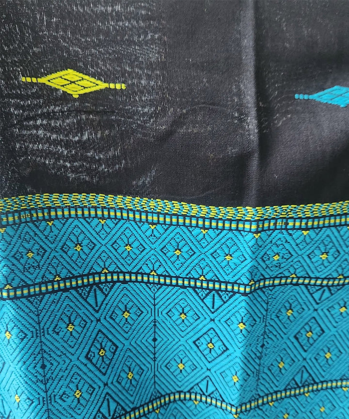 Black multi color handloom cotton assam stole