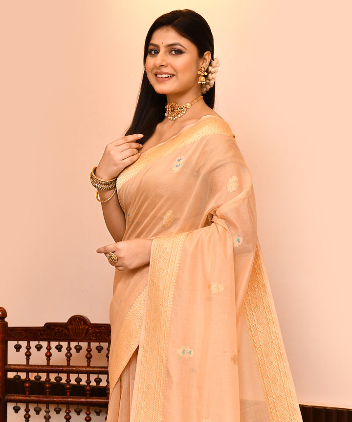 Gold silk handwoven banarasi saree