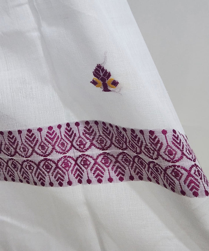 White multicolour handloom cotton assam stole