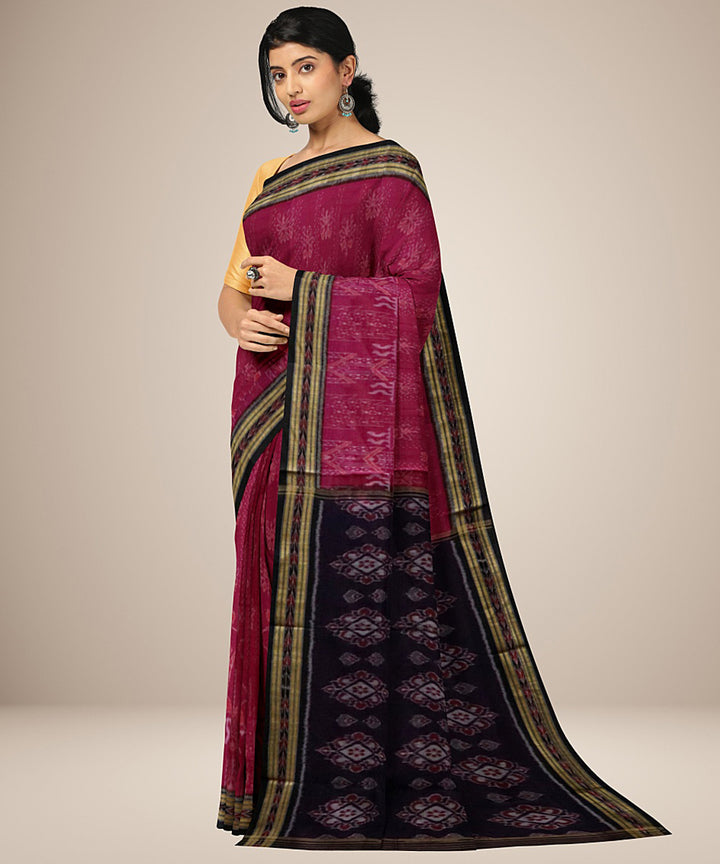 Red black tribal design cotton handwoven nuapatna saree