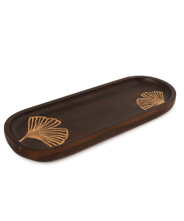 Wooden snack tray with laser cut flower