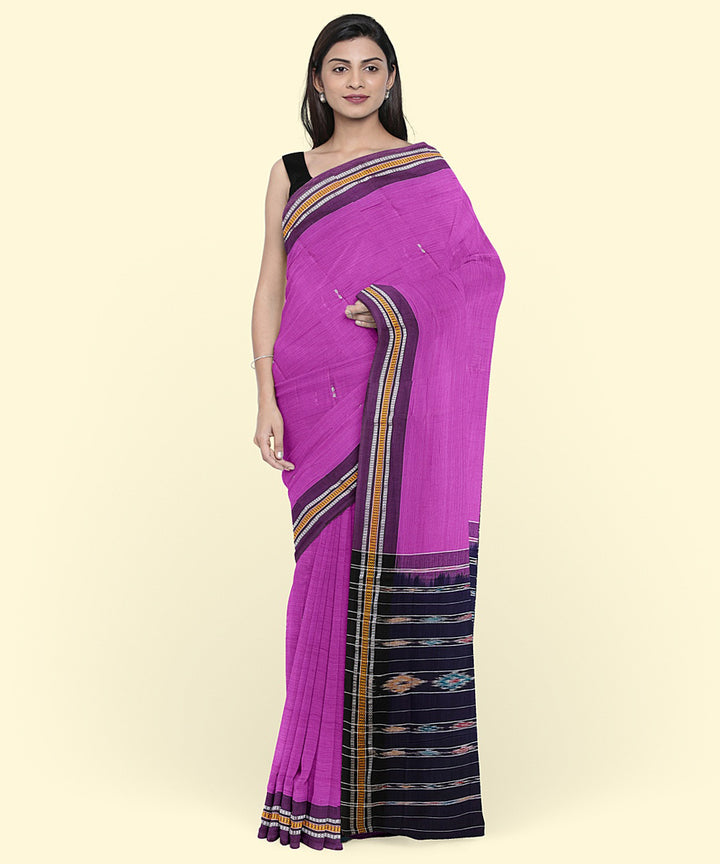 Purple blue cotton handwoven nuapatna saree