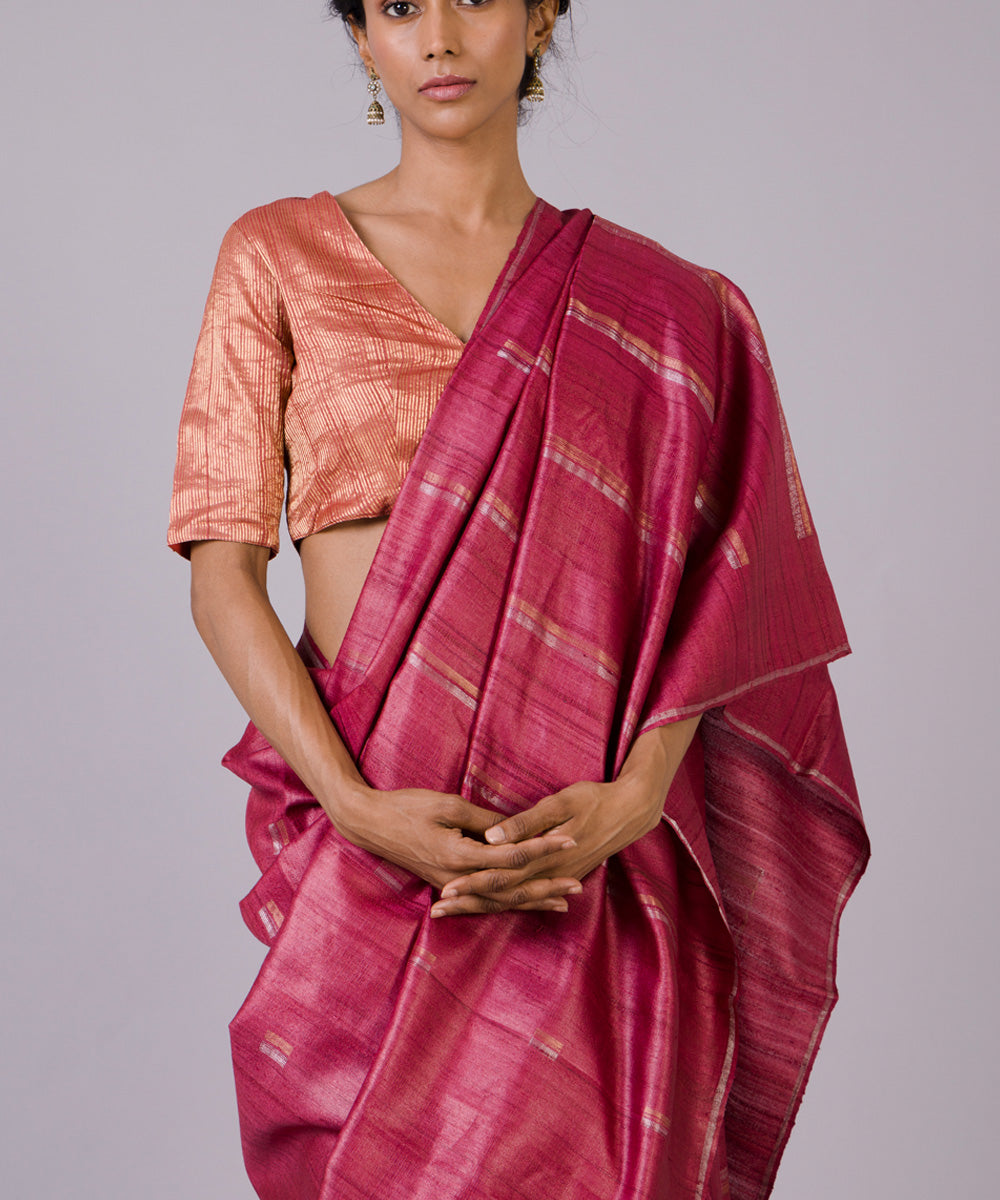 Red kosa handloom chhattisgarh silk saree