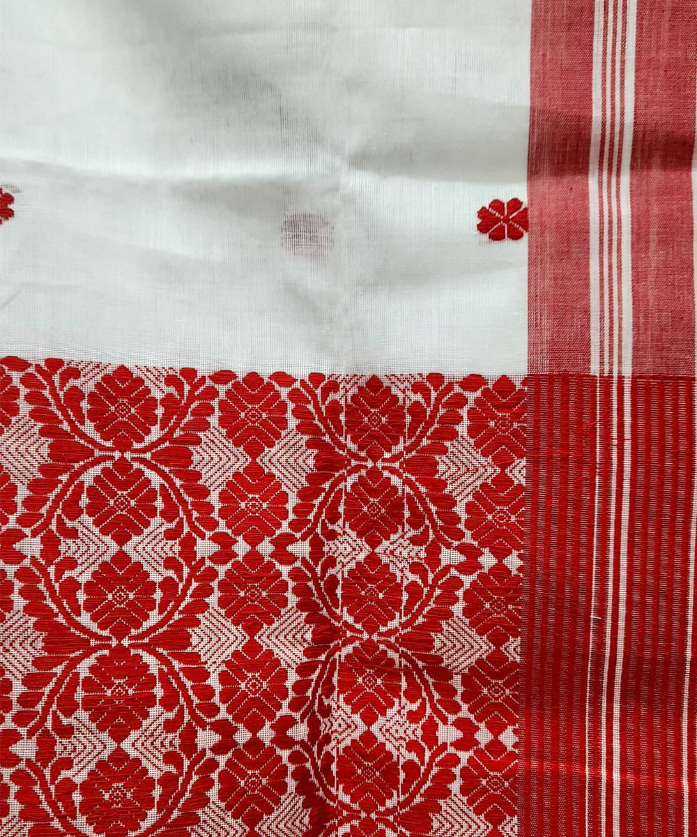 White red handloom cotton assam towel