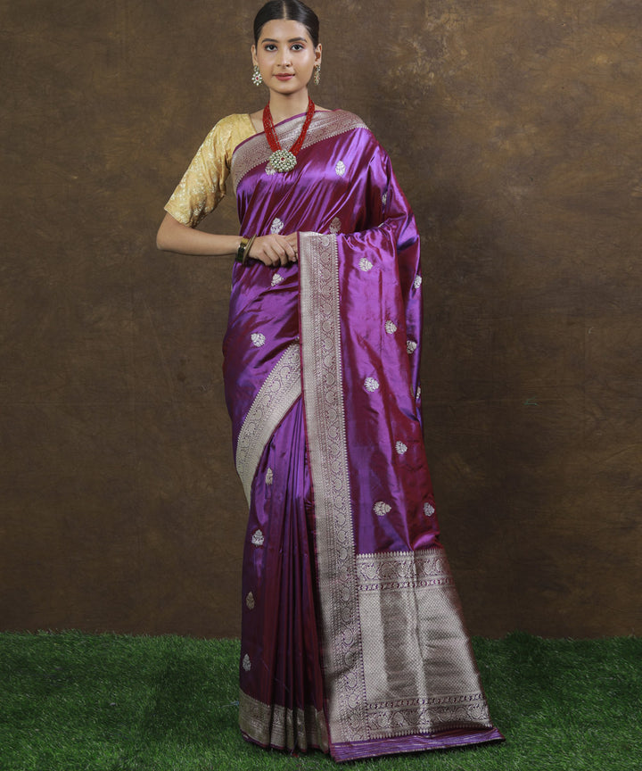 Purple silk handwoven banarasi saree